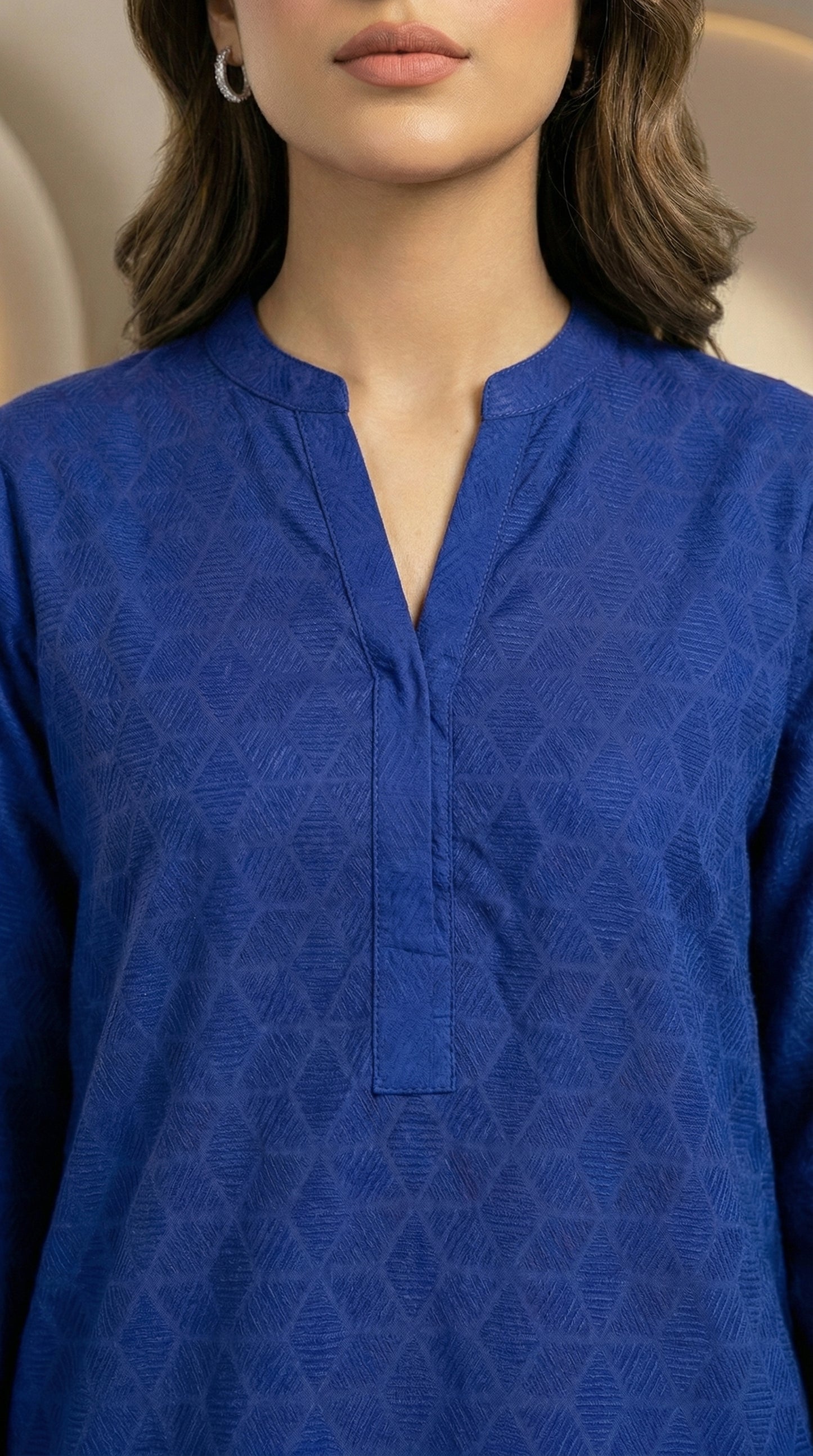 Indigo Bloom – Self Jacquard & Printed 2-Piece