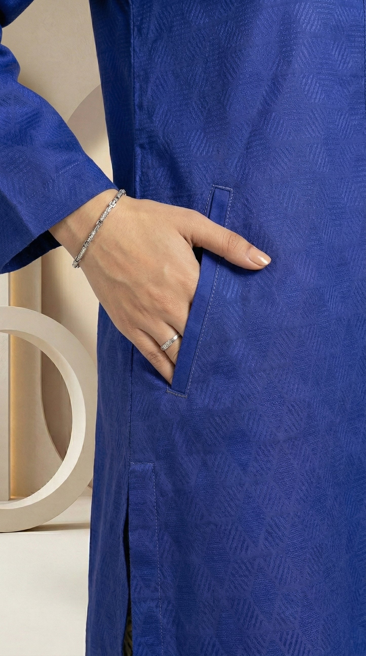 Indigo Bloom – Self Jacquard & Printed 2-Piece